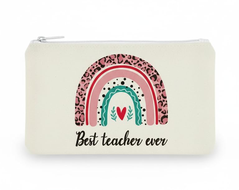 Canvas Cosmetic Bag Zipper Bag Wash Bag Pencil Case Organizer Bag Storage Women'S Handbag, Exquisite Gift for Friends And Teachers (Teacher Ever)