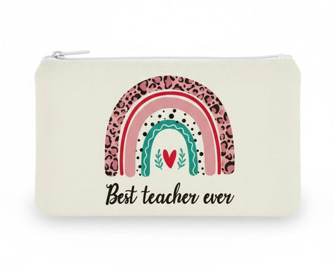 Canvas Cosmetic Bag Zipper Bag Wash Bag Pencil Case Organizer Bag Storage Women'S Handbag, Exquisite Gift for Friends And Teachers (Teacher Ever)