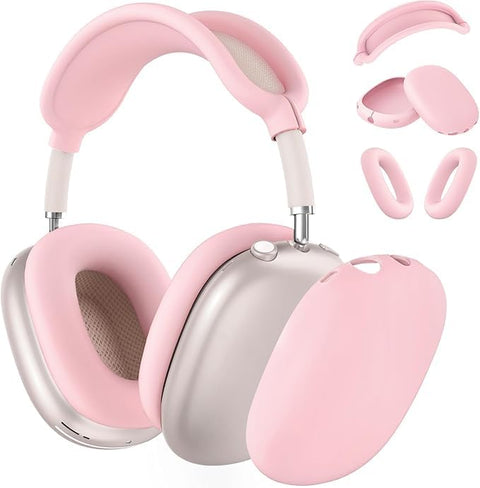 Silicone Case Cover for AirPods Max Headphones,Ear Pad Case Cover/Ear Cups Cover/Headband Cover for AirPods Max(2026/2024/2020)(USB-C/Lightning),Silicone Accessories for AirPod Max 2, (Pink)