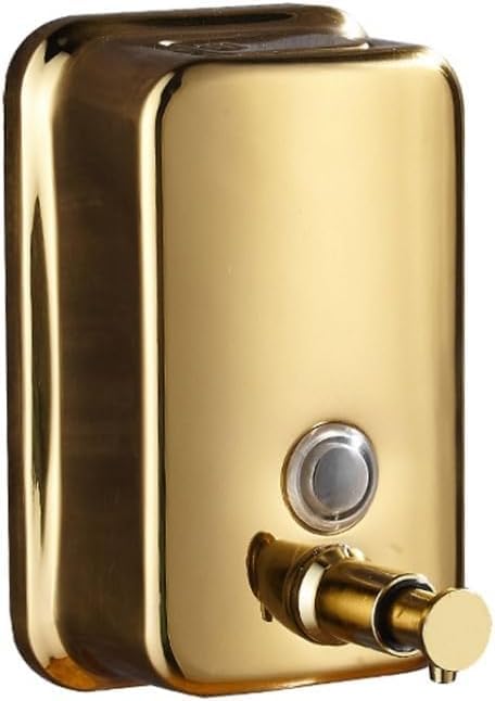 Modern Stainless Steel Hand Soap Dispenser – 500ml Wall Mounted Refillable Soap Dispenser – Suitable for Bathroom, Home, Hotels, Bathrooms (Gold)