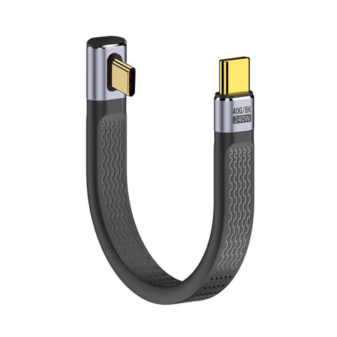 CY USB4.0 Cable 240W Power Type-C USB-C Male to Male USB4 Low Profile Angled 40Gbps 100W 8K Flat Slim FPC Data Cable 13cm 0.13m