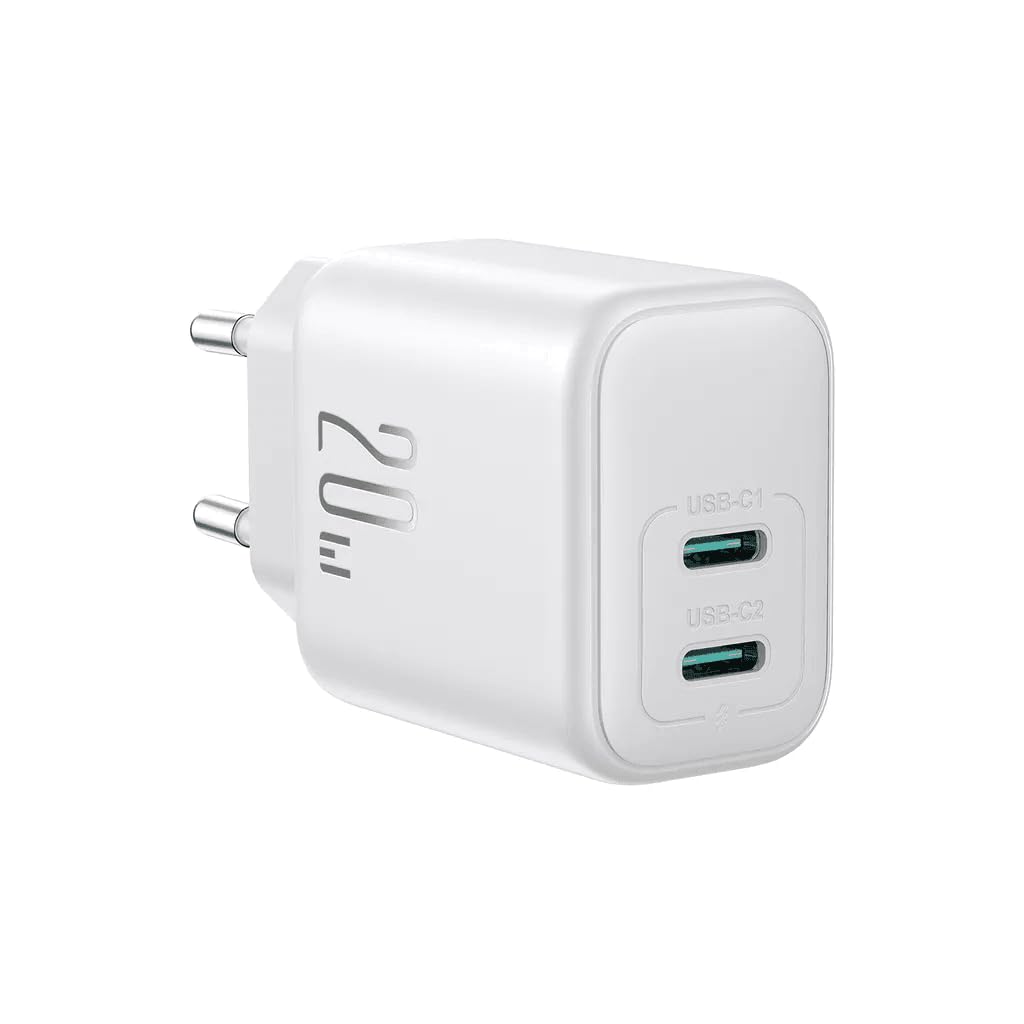 Joyroom JR-TCF12 20W Dual-Port Charger Dual USB-C (2C) Fast Charging Adapter EU Plug – White