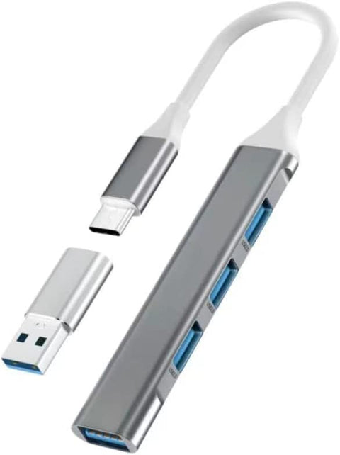 La Brodée USB C Hub, 4 Ports Mini USB Dongle with USB C to USB Adapter,USB C Expander Hub for Laptop(3 USB2.0,1 USB3.0),Ultra Slim Portable Data Hub for MacBook Pro/Air,iMac,Surface Pro,XPS,PC(Grey)