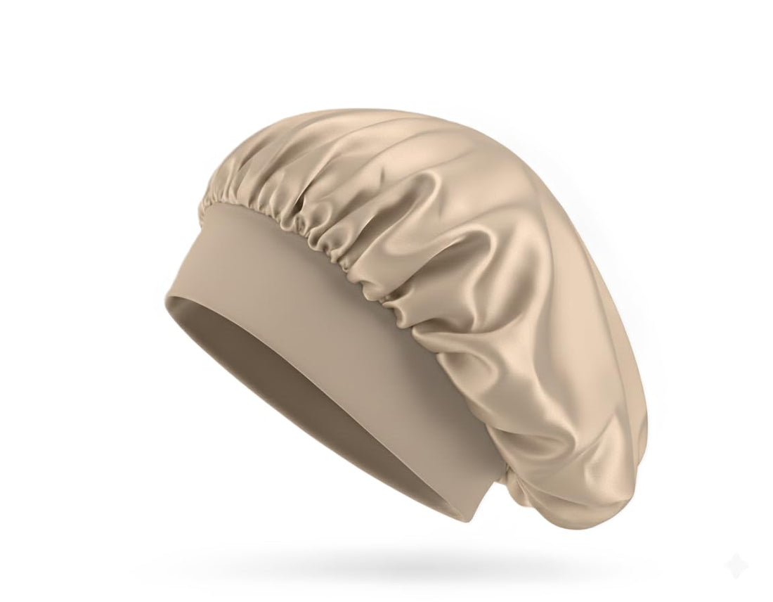 Satin Sleep Bonnet, Premium Soft Fabric (Beige)
