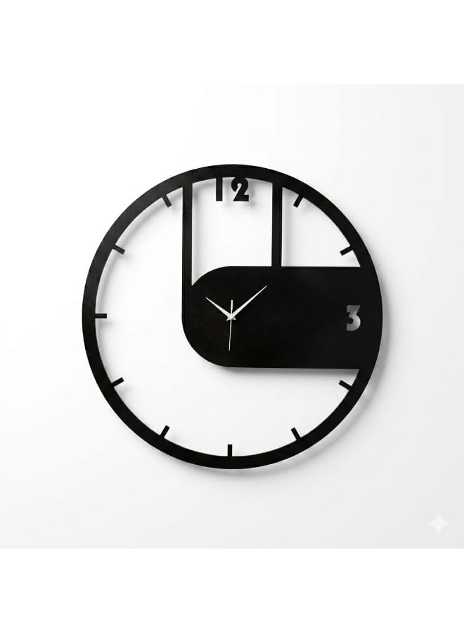 FuncyHome Modern Metal Wall Clock, 50x50 cm, Black, Analogue, Contemporary, Rust-Resistant with Electrostatic Paint Finish, Round