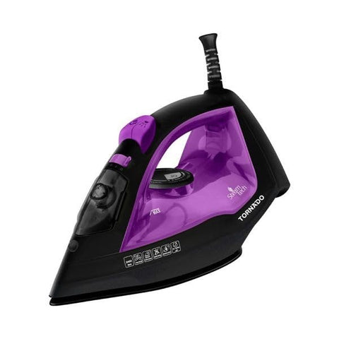 TORNADO Steam Iron 2400 Watt Ceramic, Tank Capacity 300 Ml, Anti-Calc, Auto Shutoff, Filtration System, Soleplate Rose - Violet TST-2400NC
