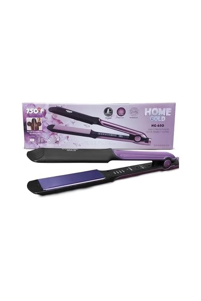 Home Gold Hair Straightener, Salon Quality Styling with 750°F, Perfect for Curly and Straight Hair, 30s Fast Heating, 360° Swivel Cord, 35W, HG-650