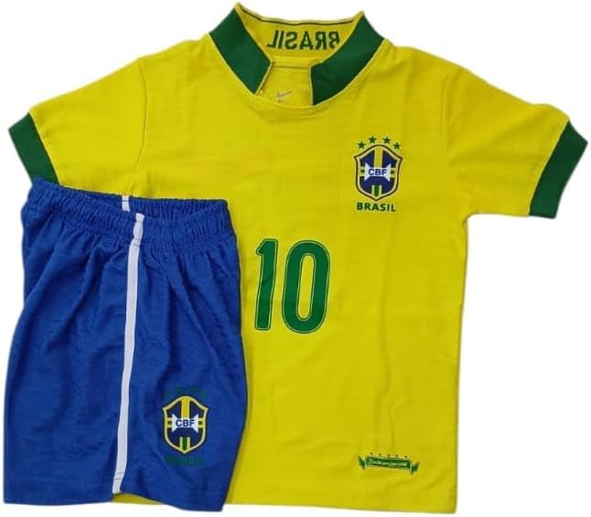 Classic 2006 Brazil Boys Soccer Jersey Set - Yellow - #10 - T-Shirt & Shorts