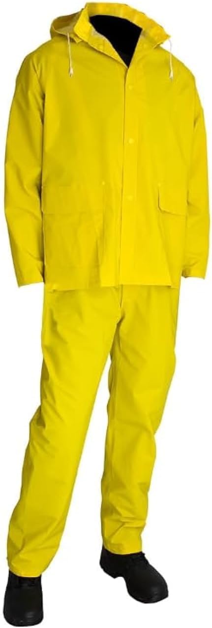 Safety-Line Waterproof Rain Suit, 35mm PVC, Yellow, Detachable Hood, Storm and Work Gear