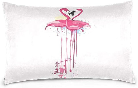 Pamela Hill 3 Cute Pink Flamingo Bird Love Heart Polyester Pillow Case with Twice Sides Printing Zipper Pillowcase (20x12in)
