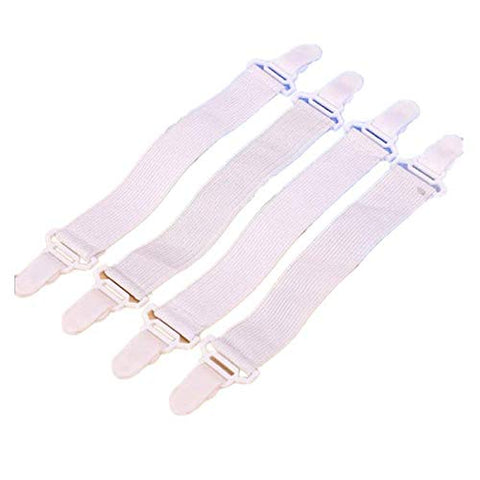 Bed Sheet Fastener, 4PCS Adjustable Bed Sheet Gripper Corner Straps Clips Fastener Suspenders Band Holder