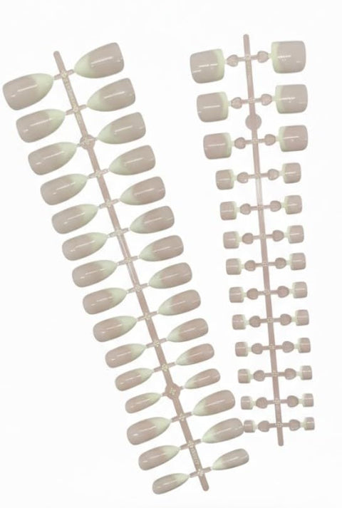 48Pcs False Nails FRENCH -24PCS FOOT NAILS AND 24PCS OVAL Nail Tips Full Cover - Fake Nail Tips for Nail Extension Nail Art DIY Home, 10 Sizes (N4)