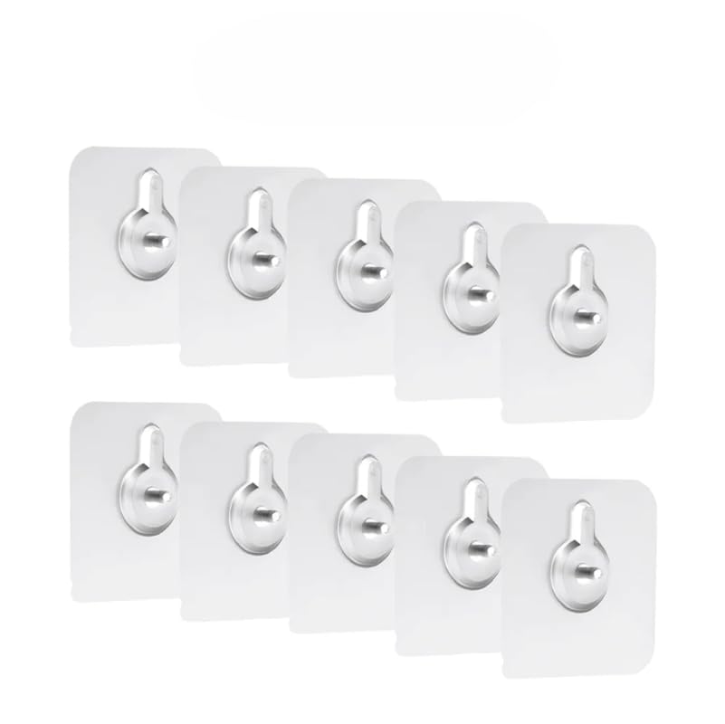 ART MOOD HOME - Screw Alternative Wall Hook – Self Adhesive Reusable Heavy Duty Wall Hanger for Bathroom, Kitchen, Tiled Walls – No Drilling Required – Transparent Design - 10 Pcs