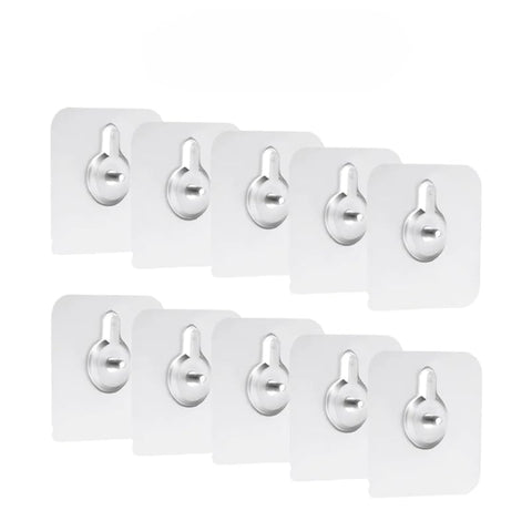 ART MOOD HOME - Screw Alternative Wall Hook – Self Adhesive Reusable Heavy Duty Wall Hanger for Bathroom, Kitchen, Tiled Walls – No Drilling Required – Transparent Design - 10 Pcs