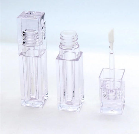 2 Pcs 7ml Empty Lip Gloss Refillable Lip Gloss Bottle Travel Containers Clear Square