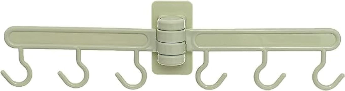 Clothes Hanger 6 Hook Clip Drip Hanger Laundry Hanger Drying Rack Foldable For Underwear Bathroom Door Plastic Organizer Door Hook (Green)