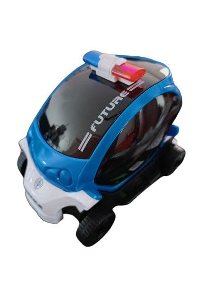 MySouq.Store 1Pcs Electric Car Transparent Gear Police Car With Light Music Kid Gifts Car Birthday Gifts for Boys and Girls B99 (Blue) 135G