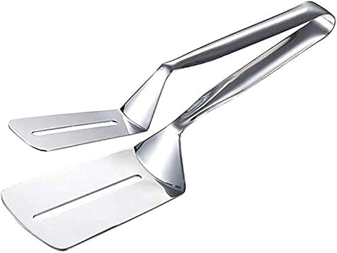 Generic Kitchen Stainless Steel Cooking Mask Serving Utensils For Frying - Multifunctional Food Flipping Tongs Clip for Fish fries Beefsteak Bread Hamburger BBQ Meats Pizza Pies
