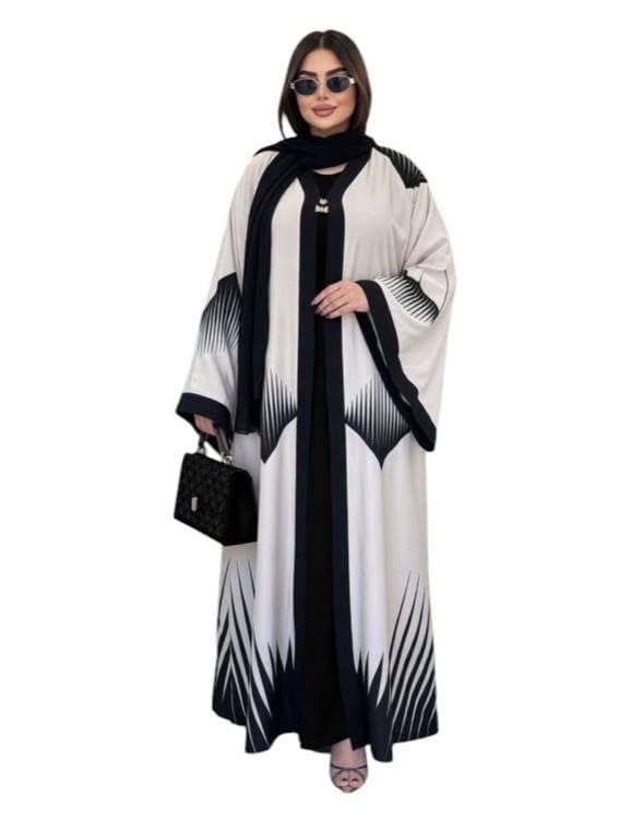 Twins Abaya Two Piece Cardigan and Basic Eid Ramadan One Size Fits Up to 85K Elegant Design