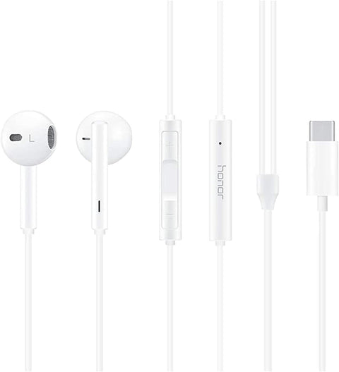 Earphones Classic USB-C Headset Stereo Audio Wired Headphone with Mic Microphone Volume Control Wind Honor AM33R Compatible with Samsung and IPhone 16/15 and All Mobile Phones Device (White)
