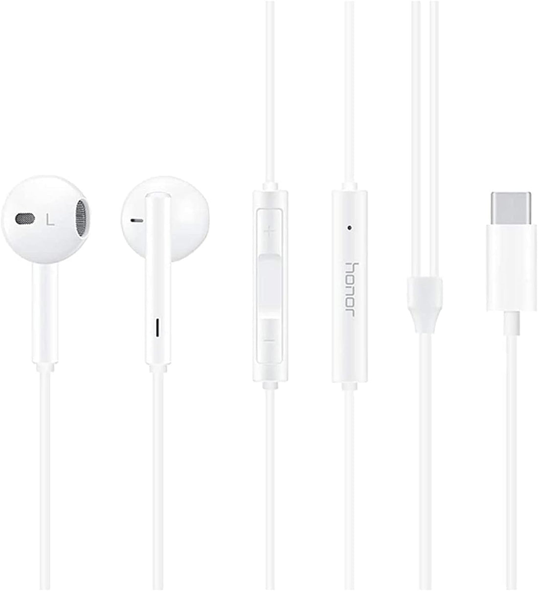 Earphones Classic USB-C Headset Stereo Audio Wired Headphone with Mic Microphone Volume Control Wind Honor AM33R Compatible with Samsung and IPhone 16/15 and All Mobile Phones Device (White)