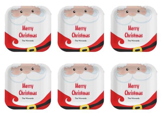 Party plates in distinctive shapes for Christmas, Santa Claus, size (24x24), pack of 6 pieces