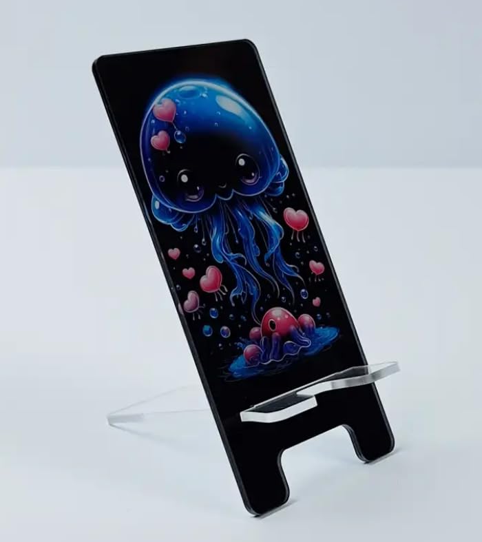 Cute Octopus Phone Stand, Desktop Mobile Holder with Jellyfish Design, Black