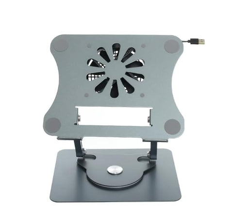GOLDEN TECH V6.1 Adjustable Laptop Stand with Cooling Fan, 360° Rotating Base, Grey