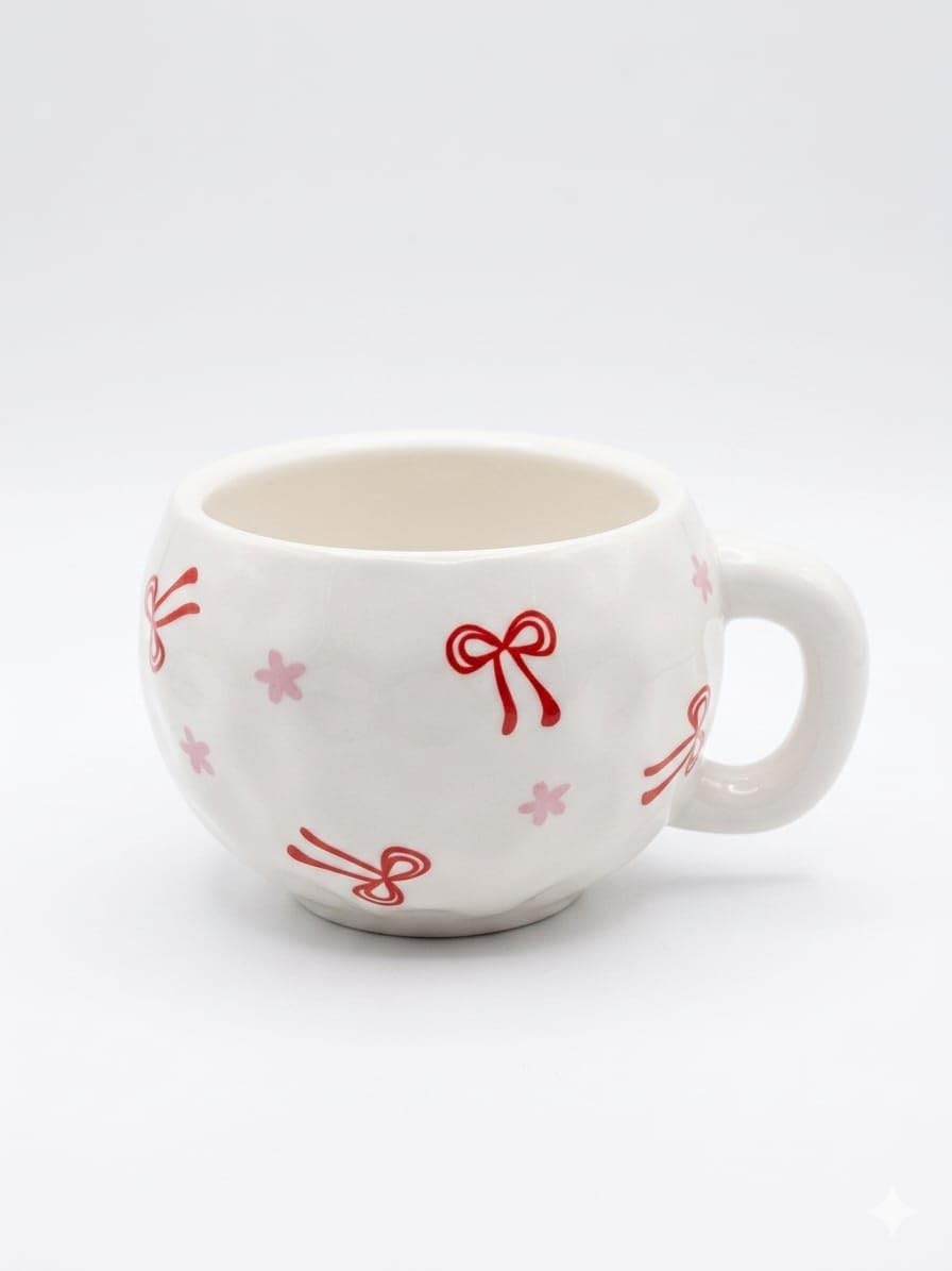 Ceramic Print Mug, White with Coloured Handle, Round Shape, Coffee Tea Cup, Valentine Gift (6)