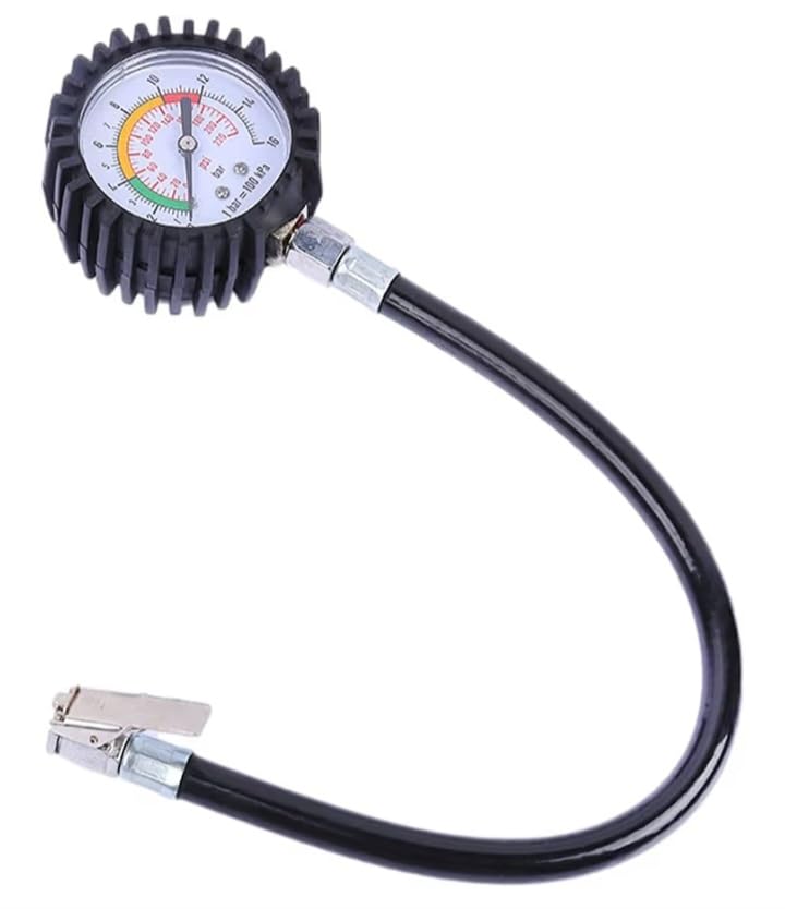 Tire Air Pressure Gauge, Accurate Gauge with Flexible Hose, Black, for Cars and Bikes