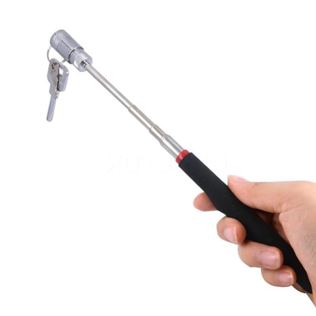 Telescopic Magnetic pickup tweezers Stick Tool with LED Light 19-80cm Extendable Magnetic Lifter for Car Repairs Home Workshop Telescopic Magnetic Rod with Bright LED Lighting for Hard-to-Reach Areas