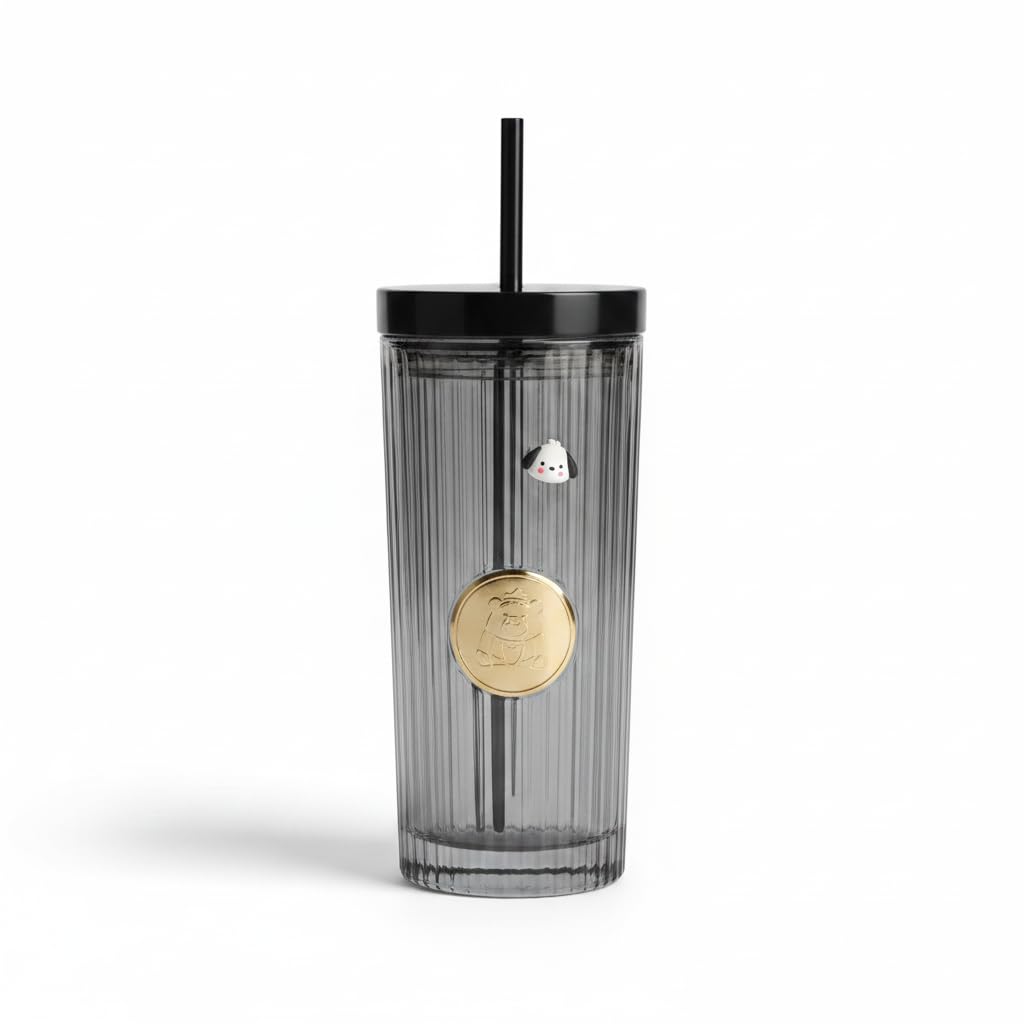 Glass Mug Iced Coffee Cups, Cups with Lids and -Coloured Glasses with Handle, Clear High Glass Canned Cups for Water (multicolor)