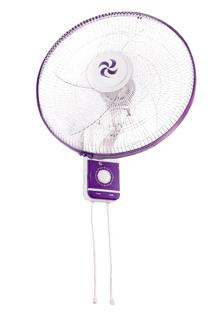 18 Inch Electric Wall Fan 3 Speed Adjustable Wide Air Distribution with Dual Draw Cords for Rotation Control (BR)