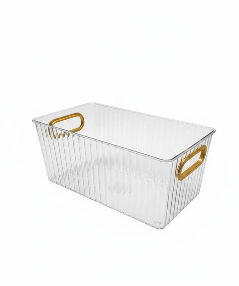 Premium Clear Acrylic Organizer with Gold Handles – Multi-Purpose Storage Bin . (1, transparent, Small)
