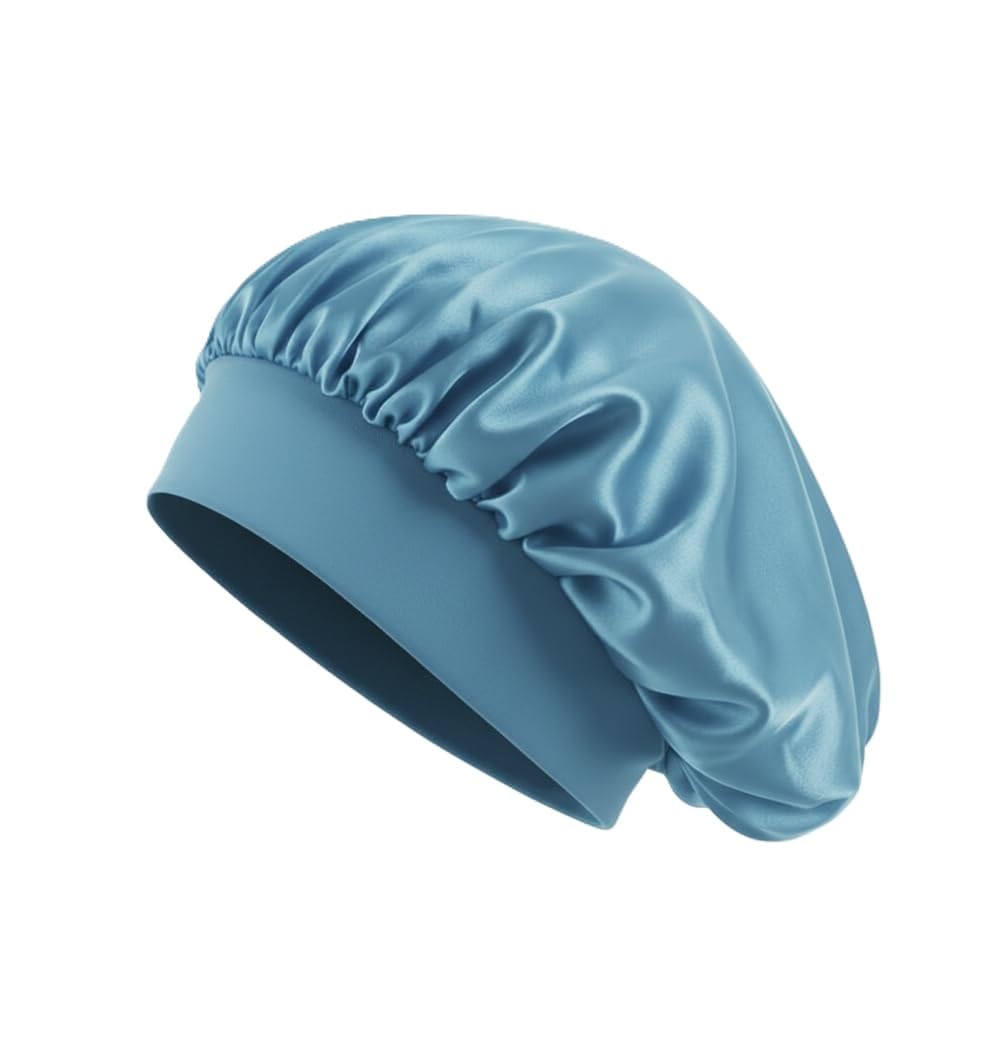 Satin Sleep Bonnet, Premium Soft Fabric (Light Blue)