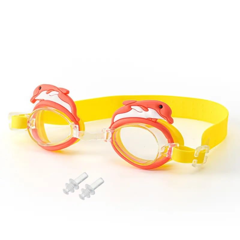 Kids Swimming Goggles with UV Protection, Anti-Fog, Adjustable Strap, Ages 3-14 Boys and Girls, Ear Plugs Included