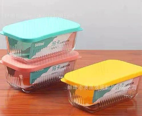 Pyrex Food Storage Bowls with 1050ml Caps, Heat Resistant Glass Lunch Box, BPA Free, Leak Proof Refrigerator Can Set of 3