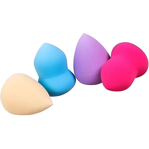 Multi Color Makeup Sponges Set, 4 Pieces, Water Drop Shape, Skin and Makeup