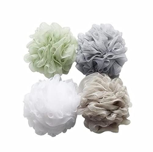 one year warranty_4Pcs Large Size Solid Bath Balls Rich Bubbles Body Flower Bath Sponge Shower Brush Body Wash Scrubber Mesh Soft Puff
