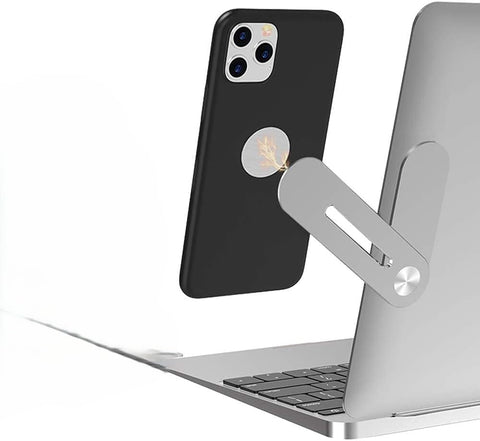 Magnetic Phone Holder for Laptop Side Mount – Foldable Adjustable Mobile Stand with Strong Magnet, Universal Smartphone Clip for Monitor, Desk, Video Calls & Work Setup
