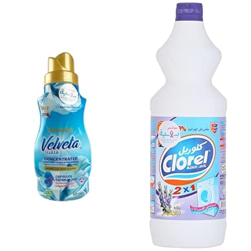 Buy Velveta Fresh Perfume Concentrated Fabric Softener 400 ml, Get Clorel scented bleach 1kg lavender (2 in 1) For Free