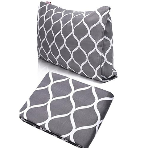 Fitted Bed Sheet (Gray waves design) 120 * 200 Cm + Free 1 Pillowcase