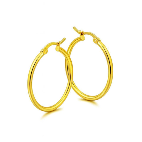Gold Hoop Earrings for Women – Gold Plated Stainless Steel Round Hoop Earrings – Minimalist Lightweight Daily Jewelry Gift