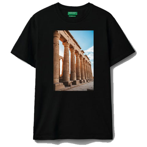 Black cotton t-shirt Ancient Egyptian Temple Columns Archaeological Photography Pyramids size (M)