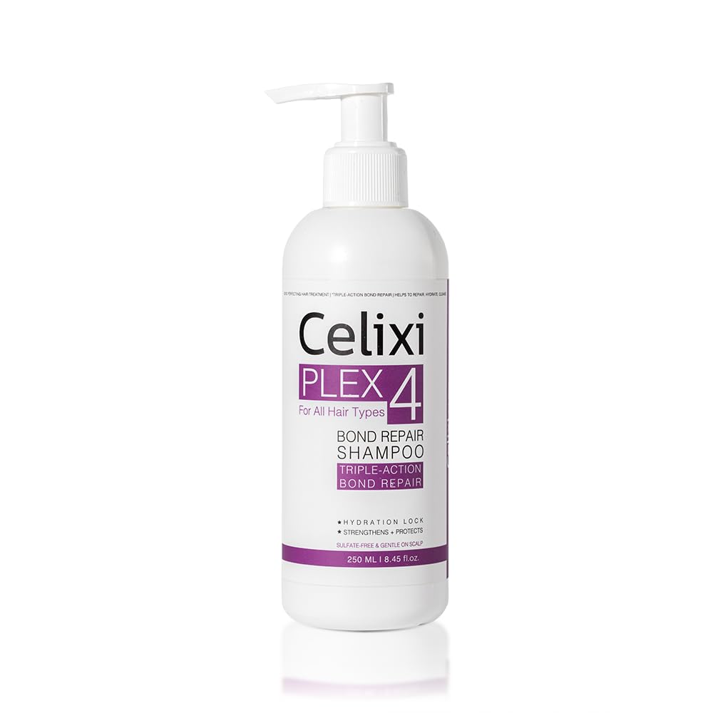 Celixi PLEX 4 Bond Repair Shampoo, Triple-Action Formula, Sulfate-Free, For All Hair Types, 250 ml, Hydration Lock, Strengthens and Protects, 8.45 fl.oz