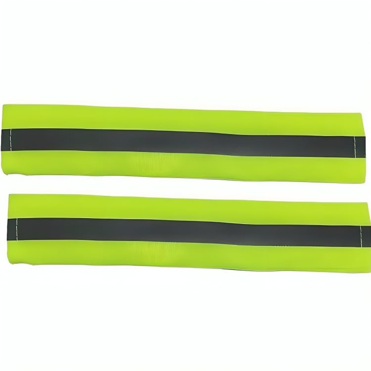 Reflective Phosphorescent Seat Belt Covers For your safety in Car, Night Driving, 2-Pack (Green)