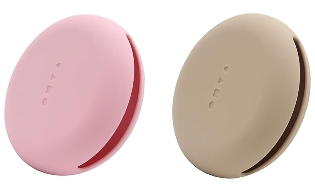 fashion mania 2 Pcs Travel Silicone Makeup Sponge Organizer Box,Powder Puff Holder Case(Coffe Brown, Pink)