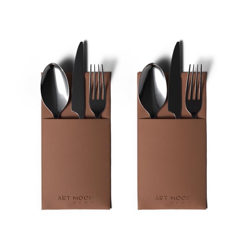 ART MOOD HOME Leather Cover Holder - Set of 2 Cover Holders Durable for Dinner Plate, Dining Table Havan 10W x 17L CM