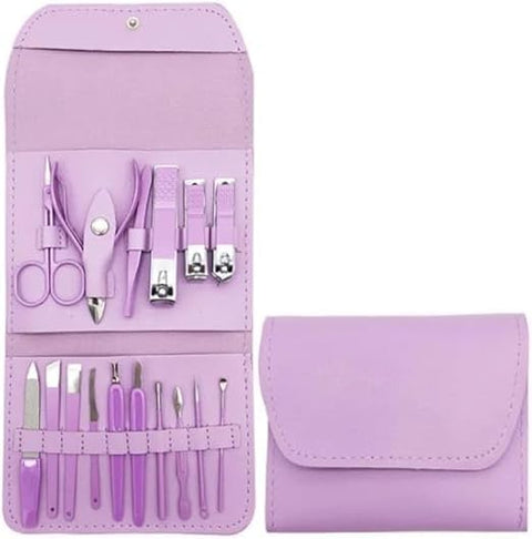 Manicure Set 16 Pcs Pedicure Kit Professional Nail Clippers Stainless Steel Grooming Tools For Men And Women With Travel Storage Case For Nail Care Cutting Shaping Trimming (Purble)