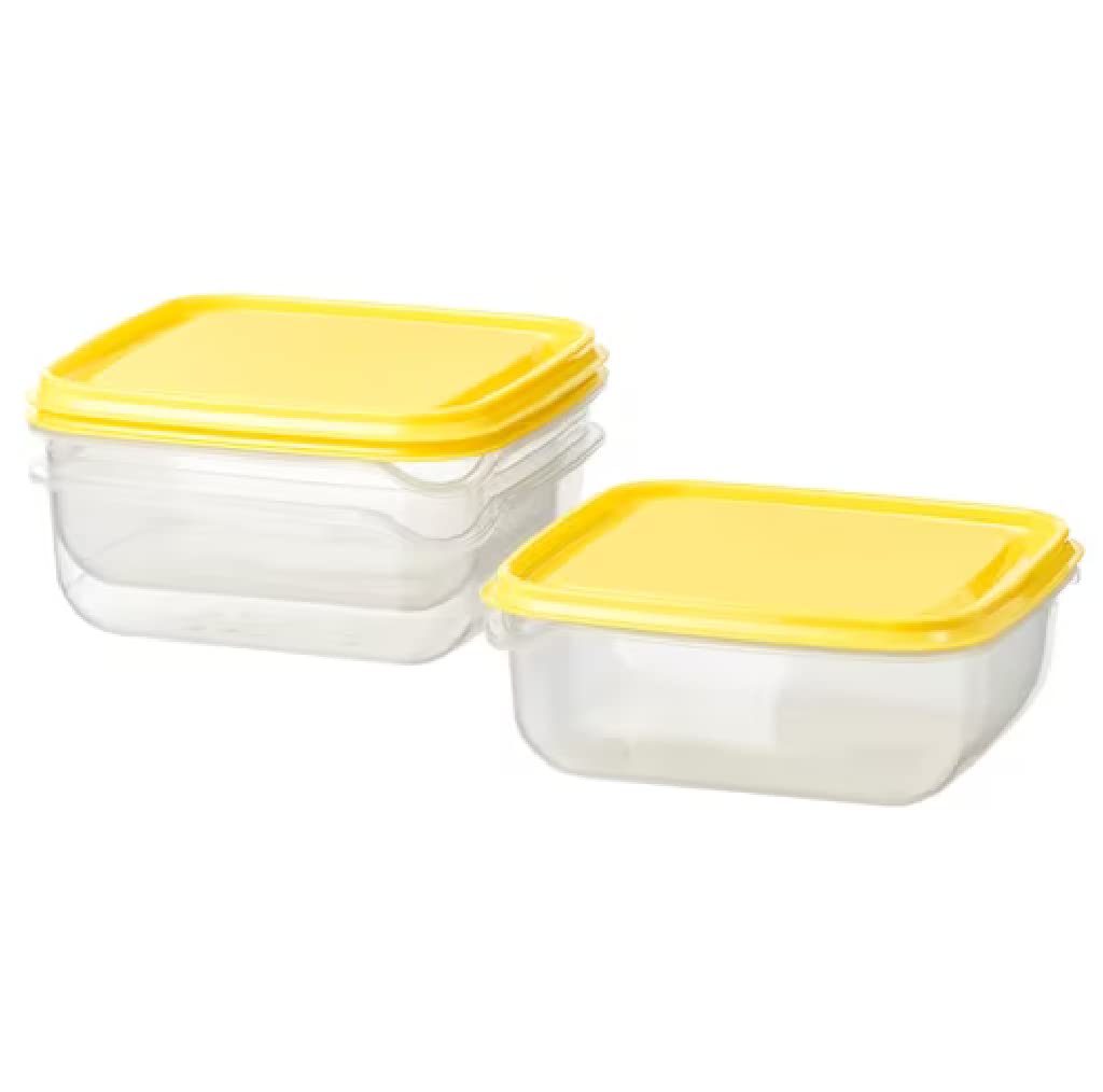 I-K-E-A PRUTA Storage Food Container Boxes Clear/Yellow 20 oz Polypropylene (Pack of 3)